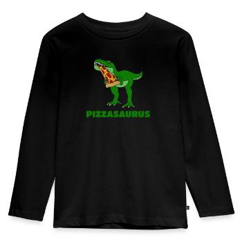 Pizza Quote, Pizzasaurus, Dinosaur Lover - Kids' Premium Longsleeve Shirt - black - Front - AI Model Kid Male (0cm)