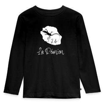 Carte de La Réunion 974 Margouillat Homme Et Femme - T-shirt manches longues Premium Enfant - noir - Devant - AI Model Kid Male (0cm)