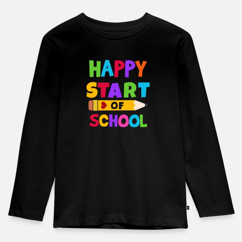 Froher Schulstart Schulbeginn Geschenk - Kinder Premium Bio Langarmshirt - Schwarz