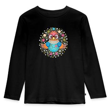 hibou qui jongle - T-shirt manches longues Premium Enfant - noir - Devant - AI Model Kid Male (0cm)