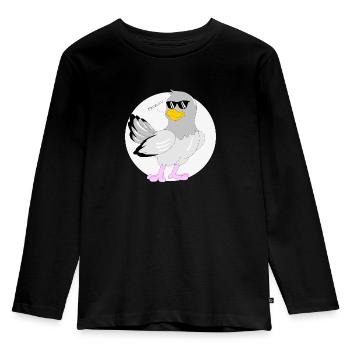 Muoti kyyhkynen - Premium luomulaatuinen lasten pitkähihainen paita - musta - Edestä - AI Model Kid Male (0cm)