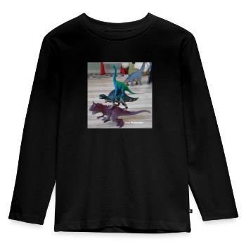 Dino musikanten - Kinder Premium Bio Langarmshirt - Schwarz - Vorne - AI Model Kid Male (0cm)