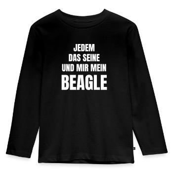 Hunderasse Beagle - Kinder Premium Bio Langarmshirt - Schwarz - Vorne - AI Model Kid Male (0cm)