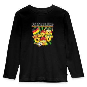 Fußballfans Deutschland - The Goodeys ® - Kinder Premium Bio Langarmshirt - Schwarz - Vorne - AI Model Kid Male (0cm)