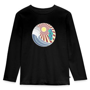 Surf Logo - Kinder Premium Bio Langarmshirt - Schwarz - Vorne - AI Model Kid Male (0cm)
