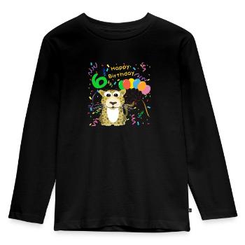 Happy Birthday Ich bin schon 6, Geburtstagsshirt - Kinder Premium Bio Langarmshirt - Schwarz - Vorne - AI Model Kid Male (0cm)