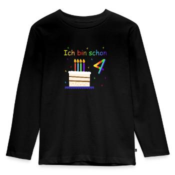 Ich bin 4 Jahre Geburtstag Torte Design Kinder - Kinder Premium Bio Langarmshirt - Schwarz - Vorne - AI Model Kid Male (0cm)