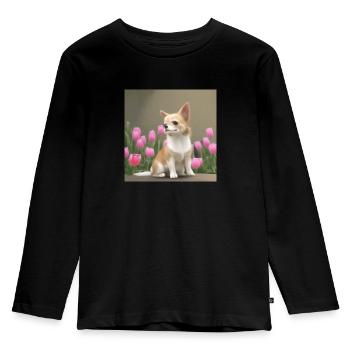 chihuahua tulip - Kinder Premium Bio Langarmshirt - Schwarz - Vorne - AI Model Kid Male (0cm)