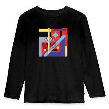 Conception de géométrie abstraite - T-shirt manches longues Premium Enfant - noir - Devant - AI Model Kid Male (0cm)