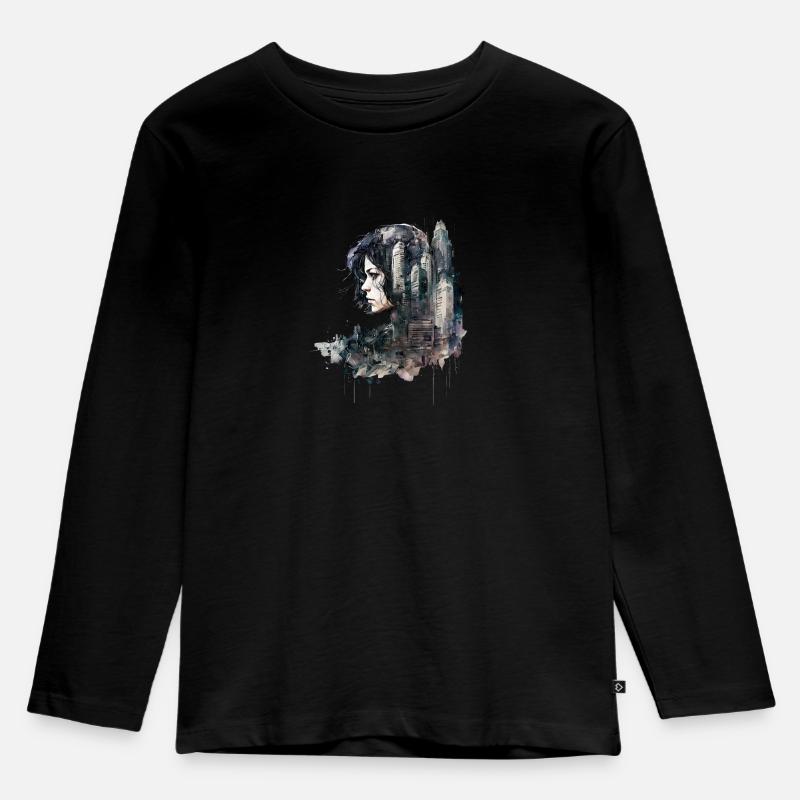 Anime No19 - Kinder Premium Bio Langarmshirt - Schwarz