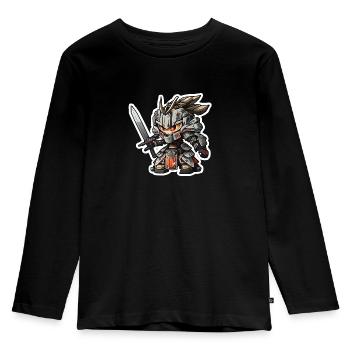 Chibi Samurai Roboter - Kinder Premium Bio Langarmshirt - Schwarz - Vorne - AI Model Kid Male (0cm)