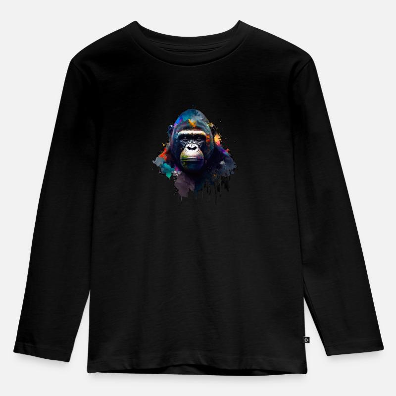 Abstract Gorilla n°2 - Kinder Premium Bio Langarmshirt - Schwarz