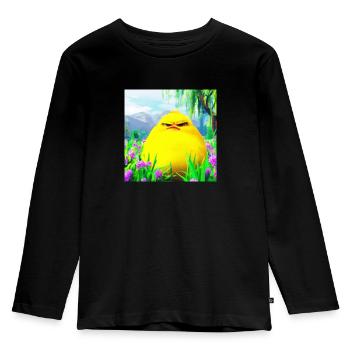 grumpie chick das Originale - Kinder Premium Bio Langarmshirt - Schwarz - Vorne - AI Model Kid Male (0cm)