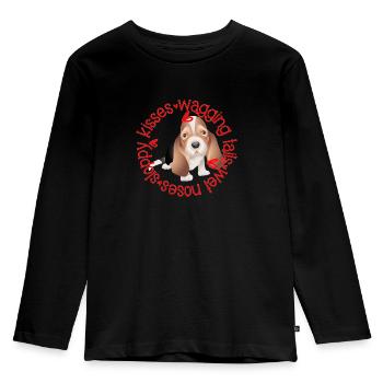 Cute Bassett Hound, sloppy kisses - Kids' Premium Longsleeve Shirt - black - Front - AI Model Kid Male (0cm)