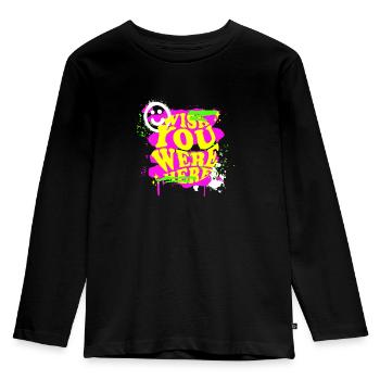 Wish You Were Here Distorted!!! - Kids' Premium Longsleeve Shirt - black - Front - AI Model Kid Male (0cm)