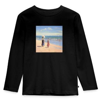 Seaside Stroll - Kids' Premium Longsleeve Shirt - black - Front - AI Model Kid Male (0cm)