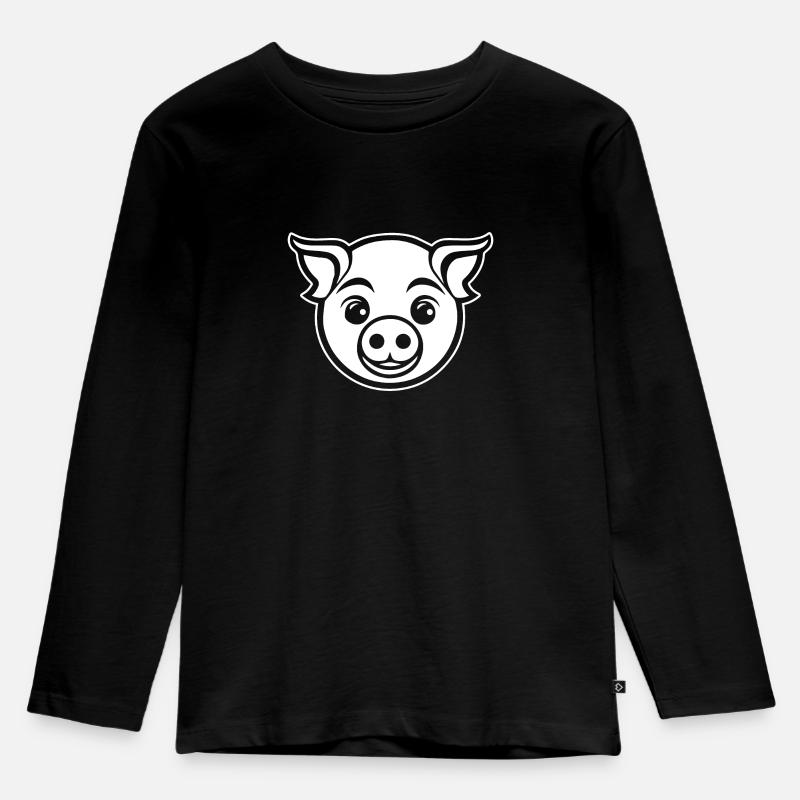 Schwein Schweinchen Sau - Kinder Premium Bio Langarmshirt - Schwarz