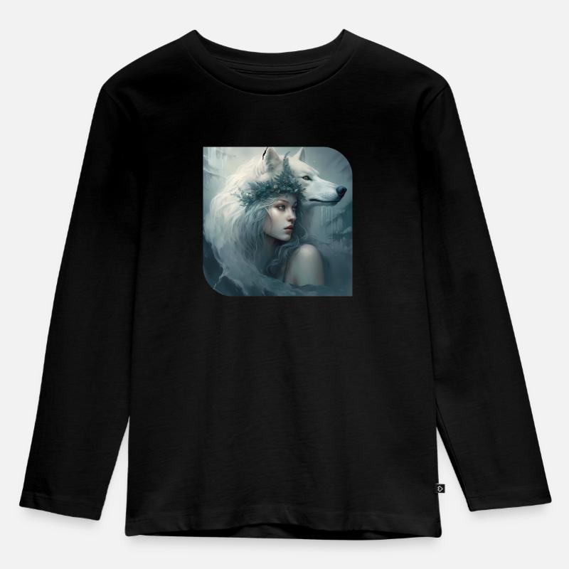 Sie Wolf Tochter - Kinder Premium Bio Langarmshirt - Schwarz
