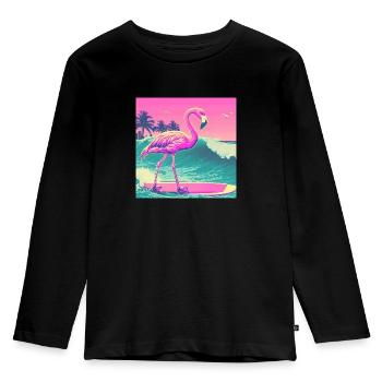 Surf Flamingo Miami - T-shirt manches longues Premium Enfant - noir - Devant - AI Model Kid Male (0cm)