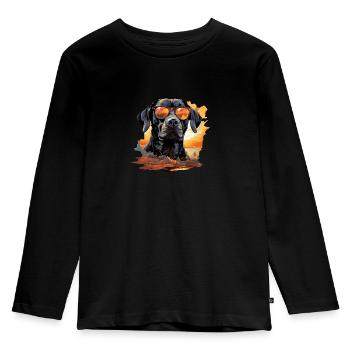 Hund - Kinder Premium Bio Langarmshirt - Schwarz - Vorne - AI Model Kid Male (0cm)