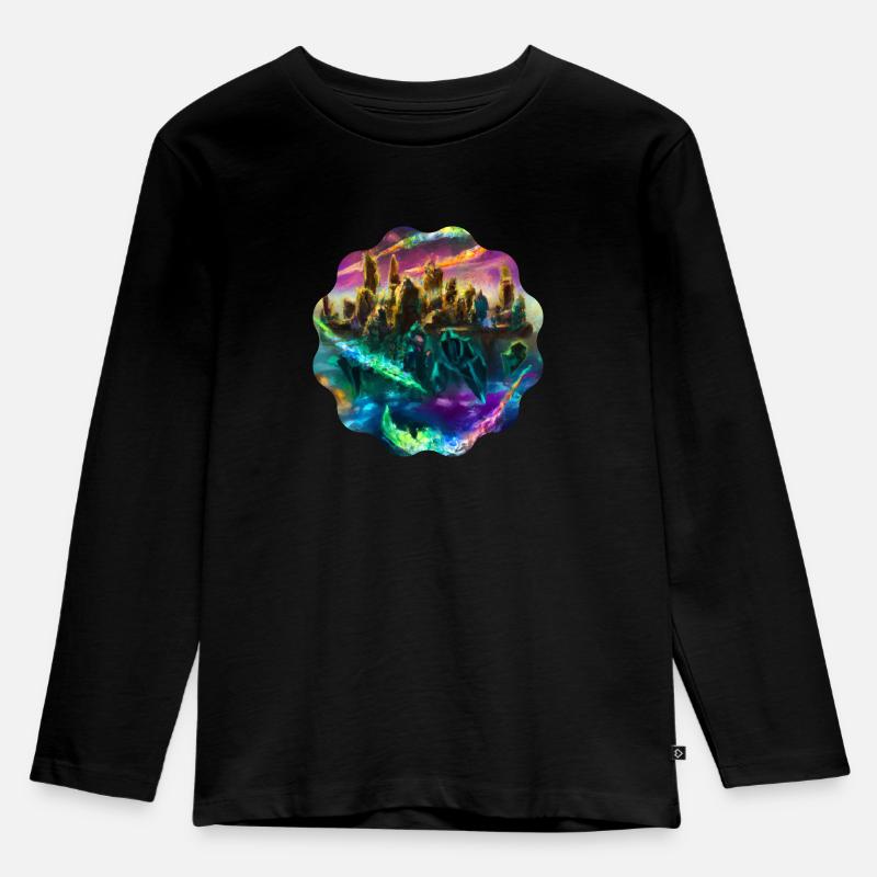 Landschaft - Kinder Premium Bio Langarmshirt - Schwarz