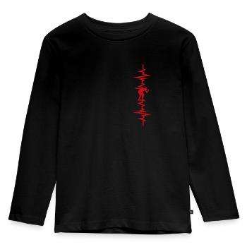 Eislaufen Herzschlag - Kinder Premium Bio Langarmshirt - Schwarz - Vorne - AI Model Kid Male (0cm)