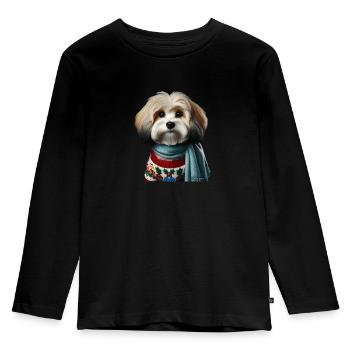 Havanese Weihnachten - Kinder Premium Bio Langarmshirt - Schwarz - Vorne - AI Model Kid Male (0cm)