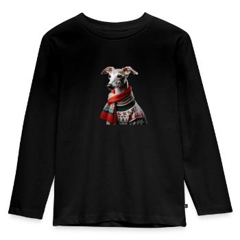 Italienisches Windspiel Weihnachten - Kinder Premium Bio Langarmshirt - Schwarz - Vorne - AI Model Kid Male (0cm)