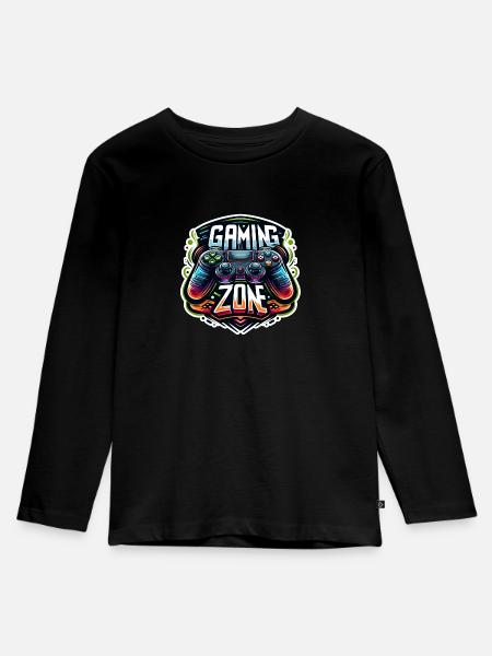 Gaming Zone - Controller Illustration - Kinder Premium Bio Langarmshirt - Schwarz