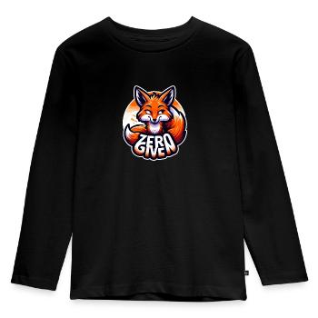 Zero Given - Fuchs Illustration - Kinder Premium Bio Langarmshirt - Schwarz - Vorne - AI Model Kid Male (0cm)