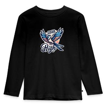 Soar High - bird illustration - Kids' Premium Longsleeve Shirt - black - Front - AI Model Kid Male (0cm)