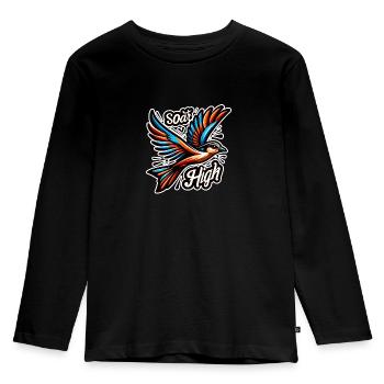 Soar High - Bird Illustration - Kids' Premium Longsleeve Shirt - black - Front - AI Model Kid Male (0cm)
