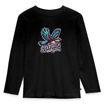 Soar High - bird illustration - Kids' Premium Longsleeve Shirt - black - Front - AI Model Kid Male (0cm)