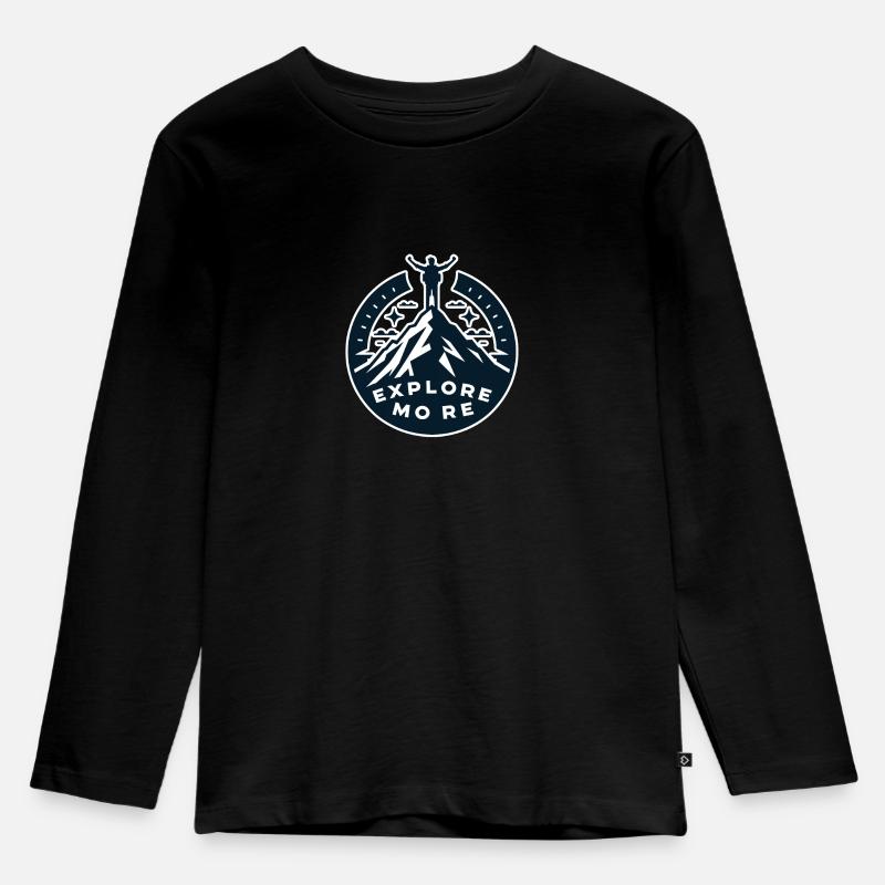 Explore more - Wanderer - Kinder Premium Bio Langarmshirt - Schwarz