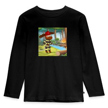 Eric as a firefighter - Kids' Premium Longsleeve Shirt - black - Front - AI Model Kid Male (0cm)