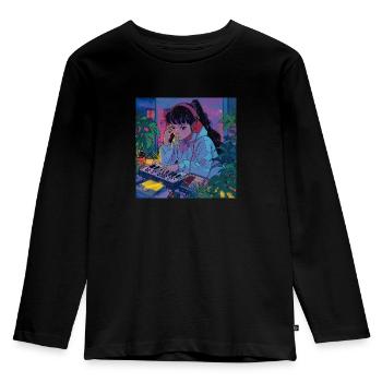 Plantes et musique - Impression de mode de haute qualité - T-shirt manches longues Premium Enfant - noir - Devant - AI Model Kid Male (0cm)