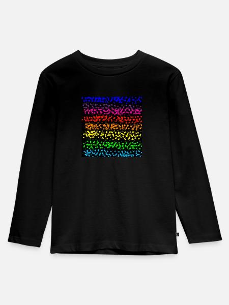 Punktstreifen in Regenbogenfarbe - Kinder Premium Bio Langarmshirt - Schwarz