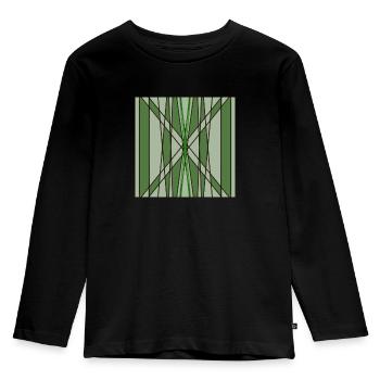 Vertikale und symmetrische grüne Linien - Kinder Premium Bio Langarmshirt - Schwarz - Vorne - AI Model Kid Male (0cm)