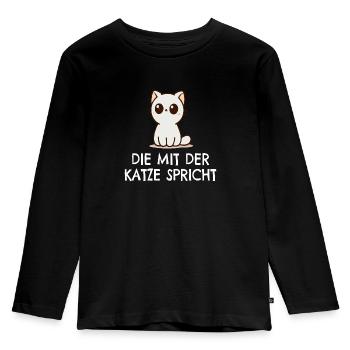 Katz: "The one who talks to the cat" - Kids' Premium Longsleeve Shirt - black - Front - AI Model Kid Male (0cm)