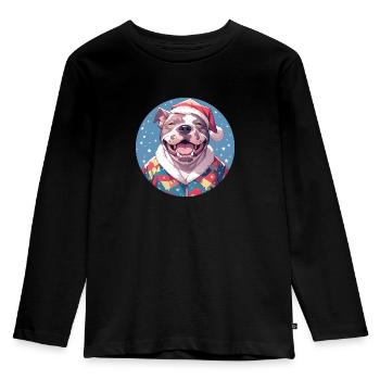 Christmas motif with a Staffy - Kids' Premium Longsleeve Shirt - black - Front - AI Model Kid Male (0cm)