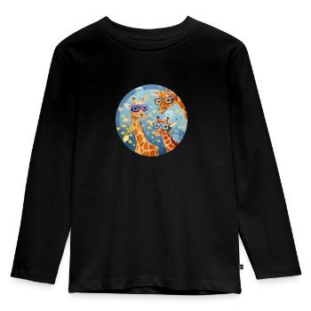 Giraffen unter Wasser mit Taucherbrille - Kinder Premium Bio Langarmshirt - Schwarz - Vorne - AI Model Kid Male (0cm)