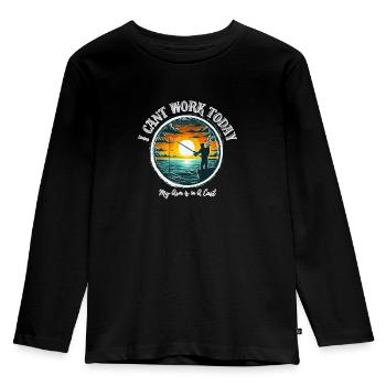 Better fishing than working - Kids' Premium Longsleeve Shirt - black - Front - AI Model Kid Male (0cm)