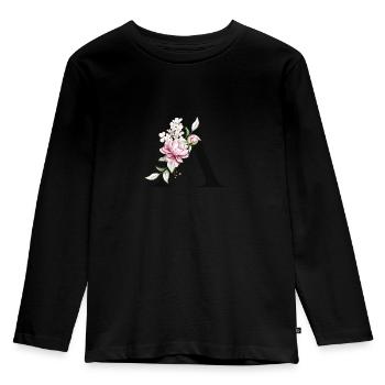 Votre lettre sur les vêtements personnalisés - T-shirt manches longues Premium Enfant - noir - Devant - AI Model Kid Male (0cm)