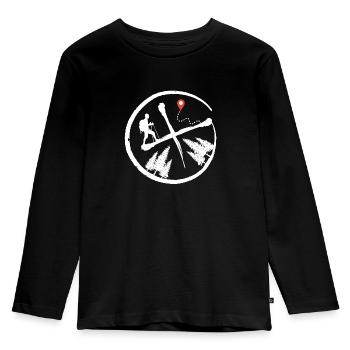 geocache geocacher schnitzeljagd im wald - Kinder Premium Bio Langarmshirt - Schwarz - Vorne - AI Model Kid Male (0cm)