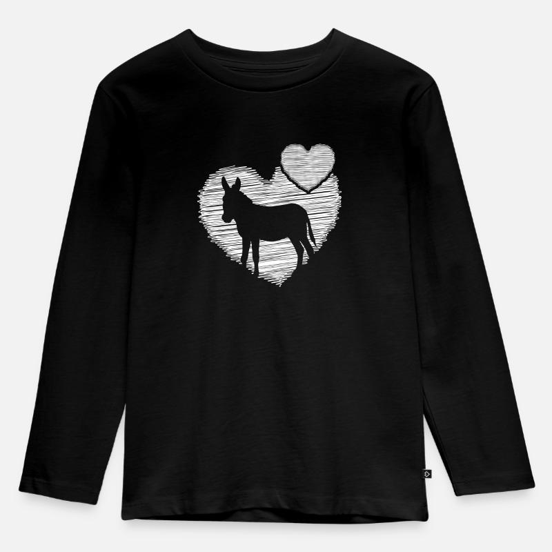Esel Verliebt in einen Esel Esel-love - Kinder Premium Bio Langarmshirt - Schwarz