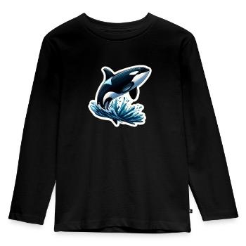 jumping orca - Kids' Premium Longsleeve Shirt - black - Front - AI Model Kid Male (0cm)