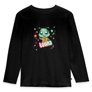 LOUNA - Beau nom de fille avec un extraterrestre mignon - T-shirt manches longues Premium Enfant - noir - Devant - AI Model Kid Male (0cm)