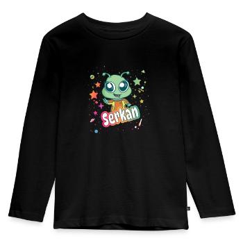 SERKAN - Beautiful boy name with cute alien - Kids' Premium Longsleeve Shirt - black - Front - AI Model Kid Male (0cm)