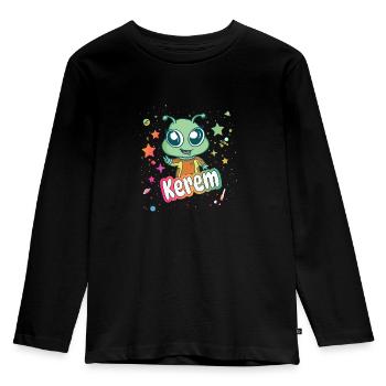 KEREM - Beautiful boy name with cute alien - Kids' Premium Longsleeve Shirt - black - Front - AI Model Kid Male (0cm)