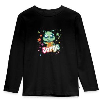 JORGE - Beautiful boy name with cute alien - Kids' Premium Longsleeve Shirt - black - Front - AI Model Kid Male (0cm)